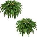 48In Artificial Boston Ferns Bush, Set of 2 Large Faux Ferns Plants, 67 Branches Fake Ferns for Home Living Room Decor, Indoor and Outdoor