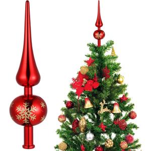 Homoyoyo Christmas Tree Topper Xmas Tree Sequins Adornment Red Delicate Xmas Treetop Decoration Ornament