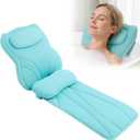 Extra Long Thick Full Body Bath Pillow for Tub with Lumbar Pillow- Luxury 4D Air Mesh Bathtub Pillow with Head, Shoulder & Back Support, Non-Slip Bath Cushion with Suction Cups-Lake Blue