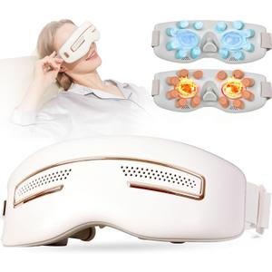 Eye Massager with Heat and Cooling for Migraine Relief, Cooling Eye Mask Birthday Gifts for Women & Men, 15 Massage Vibration with Bluetooth Music Heated Eye Masks for Dry Eyes