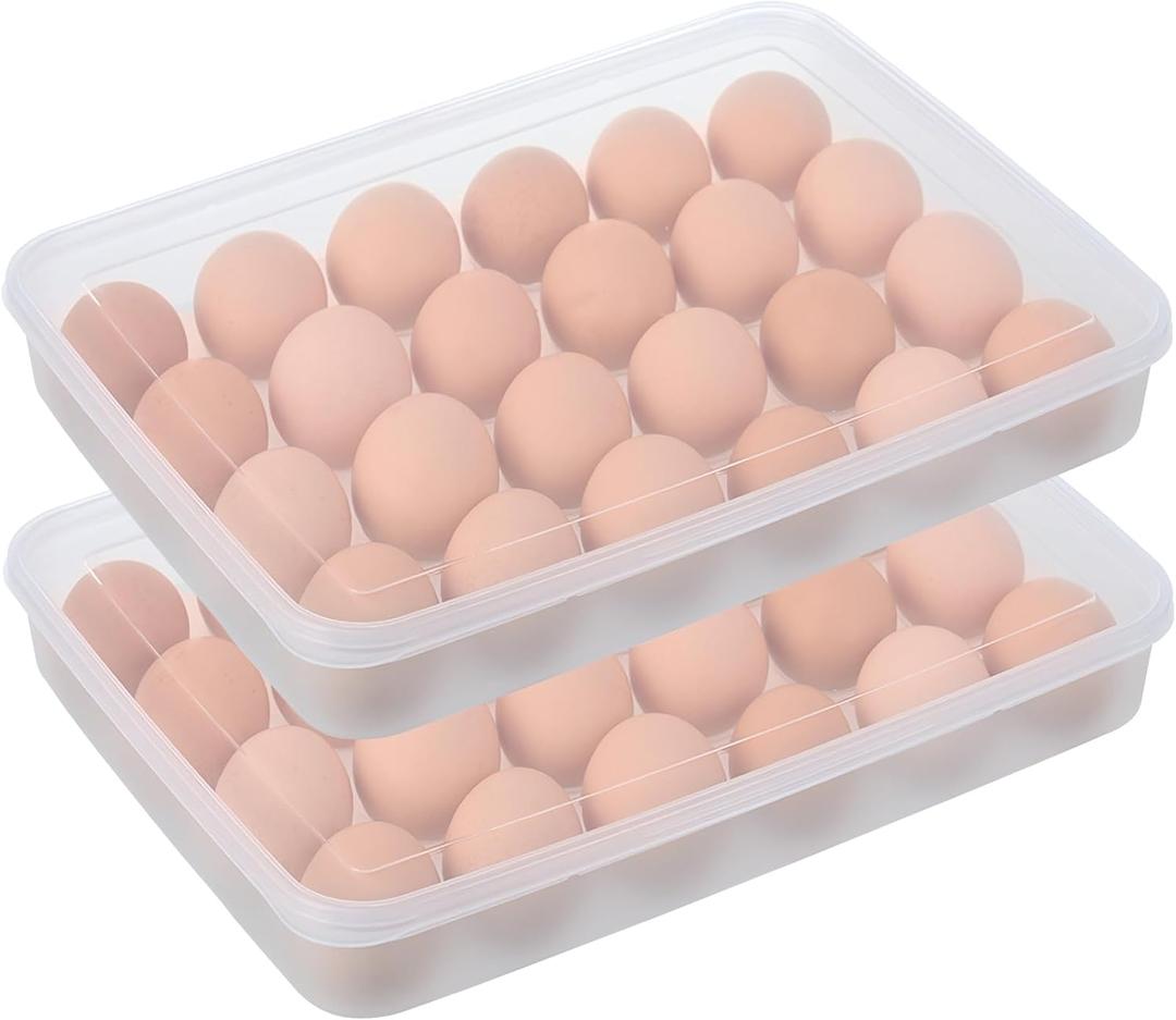 Deviled Egg Containers with Lid, (Set of 2),Stackable Plastic Egg Holder for 48 Eggs,Clear Egg Storage Holder for Fridge,Keep Fresh,Easter,Thanksgiving Party Kitchen Supplies