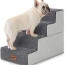 Dog Stairs for Small Dogs - Pet Stairs 2 in 1 with Zippers Suitable for Couch and Bed, 35D Foam Dog Steps with Non Slip Bottom Grey 4 Steps, Grey