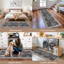 Kitchen Rug Sets 4-Piece with Runner Washable Non-Slip Floor Mats for Sink, Entryway, Hallway, Bathroom Soft Low-Pile Thin Boho Floral Rugs, New Home Decor (Black, 2x3+2x4+2x5+2x6)