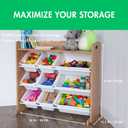 Humble Crew Toy Storage Organizer with Top Shelf and 9 Removable Bins, Natural/White Toddler Bookshelf with Toy Organizer - Modern Toy Rack Ideal for Kids' Rooms, Playrooms, and Nurseries