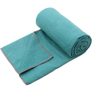 Eunzel Yoga Towel,Hot Yoga Mat Towel with Grip Dots Sweat Absorbent Non-Slip for Hot Yoga, Pilates and Workout 24" x72", Dark Cyan