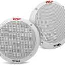 Pyle 6.5 Inch Dual Marine Speakers - 2 Way Waterproof and Weather Resistant Outdoor Stereo Sound System with 400 Watt Power, Polypropylene Cone and Butyl Rubber Surround - 1 Pair - PLMR605W(White)