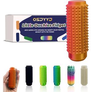 4 x Little Ouchies Pain Fidget  Spiky Sensory Roller for Adults, 3D Printed Tactile Stim Keychain, Discreet Pocket-Sized Ouchies Fidget Toy for Anxiety Relief, Focus & Emotional Grounding (Red Gold, M)