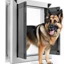 Aluminum Large Dog Door for Exterior Door,Strong Double Magnetic Flaps,Heavy-Duty Dog Door for Large and Medium Dog Up to 120LBS (Large, Silver)