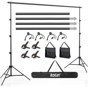 Photo Backdrop Stand, 10x9ft(WxH) Adjustable Photography Backdrop Stand, Aluminum Alloy Studio Photo Background Stand Support System for Party, Wedding, Photography, Advertising Display