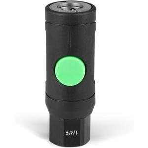 3/8 Inch Body Safety Couplers Industrial Style Air Plug, High Flow 3/8'' Air Coupler with 1/4'' Inch NPT Threads Quick-Disconnect, Industrial Air Coupler, With One Adapters and Plug