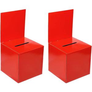 PATIKIL Cardboard Suggestion Box, 2 Pcs 6"x6"x6" Ballot Box with Removable Header Board Raffle Box for Suggestion, Collection, Tip, Donate, Voting, Red