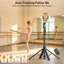 63" Tripod for iPhone with Light Remote, Detachable Phone Holder, Auto Face Tracking Tripod for Travel, Lightweight Selfie Stick Tripod for Video Recording, Compatible with Phone/Action Camera
