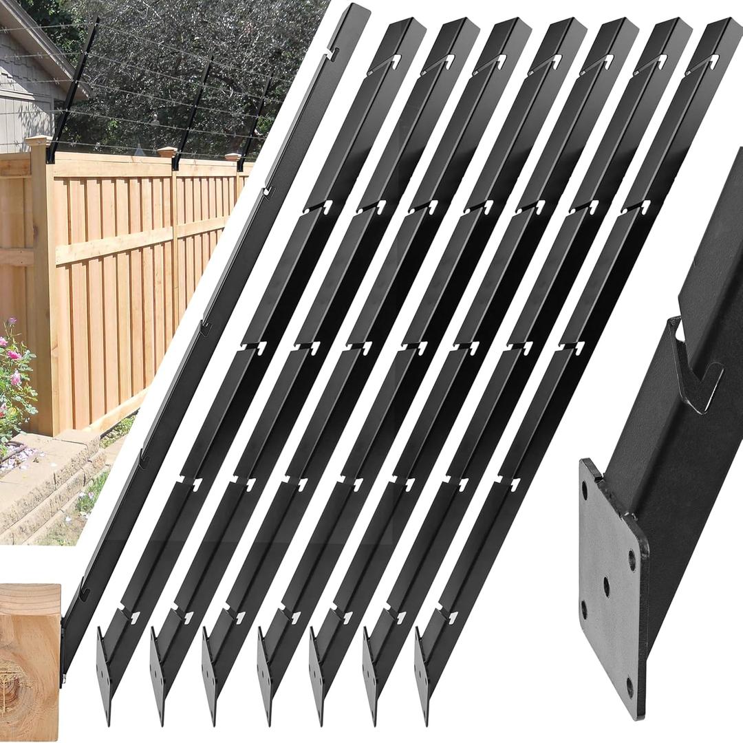 8 Pack 31" Fence Post Extender, Bevel Angle 22 Fence Barbed Wire Extend Armfor Outdoor Fences to Increase Height, Protect Privacy and Pets Jumping Off Wooden Concrete Wall