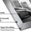 Americanflat 24x36 Poster Frame with Polished Plexiglass - Silver Picture Frame - Wide Photo Frames Made of Engineered Wood for Vertical or Horizontal Wall Display - Epic Collection - Silver