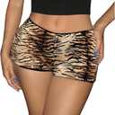 SweatyRocks Women's Faux Leather Crop Tank Top Lace Up Tie Front Halter Tops  &  SHENHE Women's Glitter Sequin Leopard Shorts Low Rise Sexy Rave Club Booty Shorts Hot Pants (Large, Tiger Print Khaki)