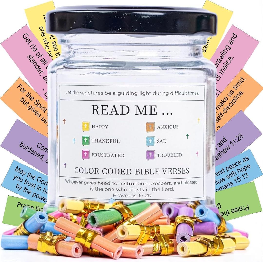 2 x Bible Verses Jar  92 Color-Coded Scriptures, Christian Gift for Women, Men, Friends, Christmas, Sweetest Day, Encouragement & Sympathy