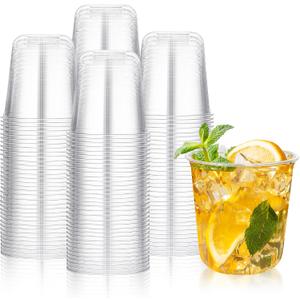 tchrules 120 Pack 12oz Clear Plastic Cups, Disposable Stemless Wine Glasses for Party, Round Bottom Plastic Cocktail Glasses, Cute Crystal Cold Drinking Cups for Holiday Wedding Birthday Picnic Events