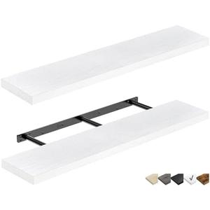 QEEIG Bathroom Shelves 48 inches Long Wall Shelf Large Extra Long 48 x 9 inch Set of 2, White (008-120W)