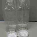 GUSTO [50 oz - 2 Pack] Plastic Carafe with Lid, Large Capacity Square Base - Clear Pitcher with Flip Top Lid, Easy-Pour Spout Juice Containers with Lids, Hand Wash Only - Perfect for Mimosa Bar