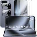 for Google Pixel 10 Pro Fold Screen Protector Tempered Glass with Camera Lens,Bubble-Free Protective Film,High Transparency, Case Friendly,2+2+2pack
