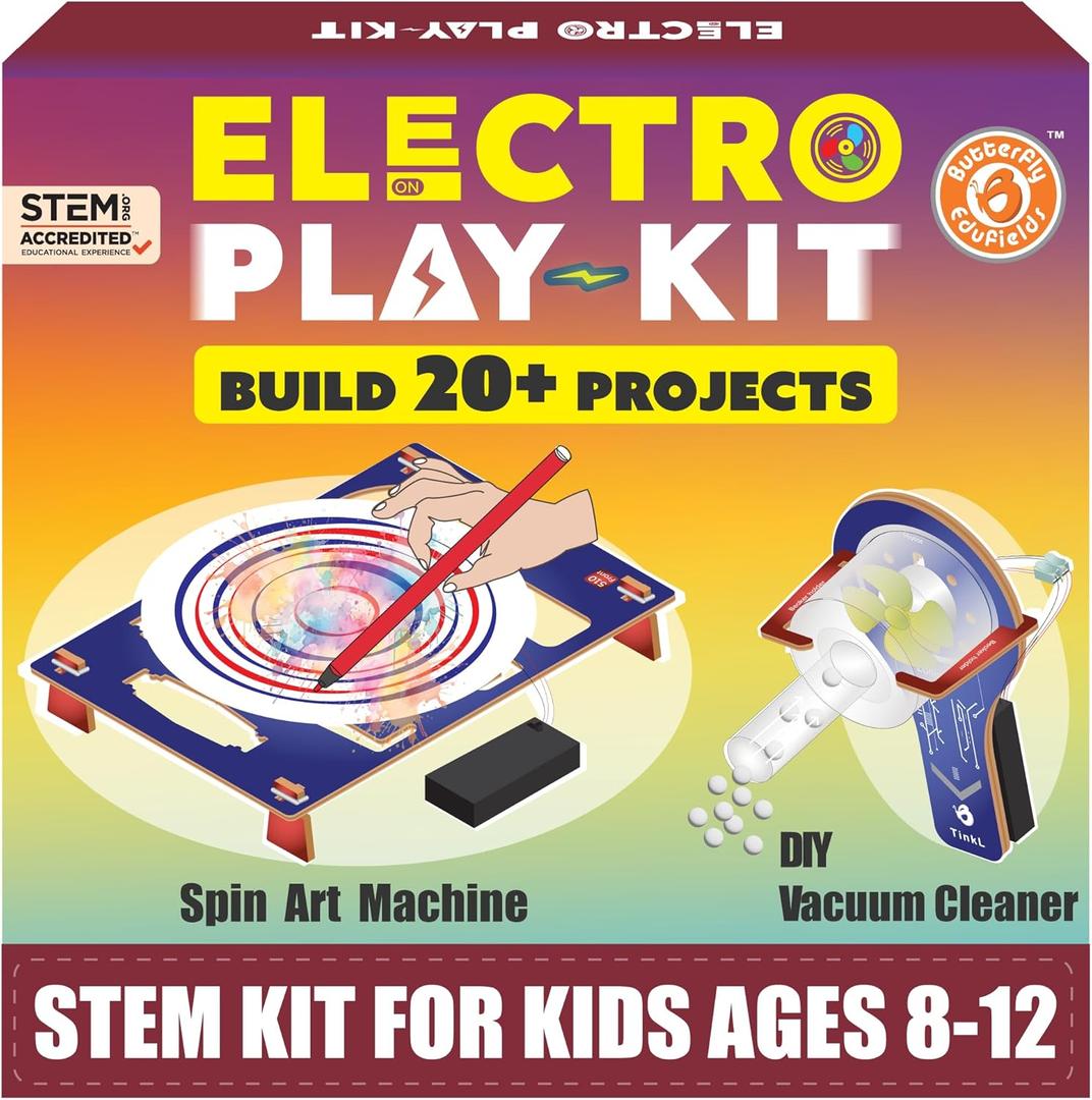 Butterfly EduFields STEM Kit for Kids Ages 8-10-13 | Build 20+ Motor Machines & DIY Engineering Projects | Educational Science Kit for Boys & Girls | Fun STEM Toys for Ages 8-10 | Robotics Learning