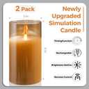 HaitanghuaRechargeable Candles, Remote Control Candles, with Remote Control, 2/4/6/8 Hour Timer Function, USB Rechargeable flameless Candles, Pillar Candles, Gold, 6 inches (2 Pack)