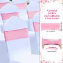 VitalCozy 100 Pcs Spandex Chair Sashes with Crown Buckle Slider Stretch Chair Bands Cover Ties for Wedding, Banquet, Gala, Corporate Event, Birthday Party, Baby Shower(Pink)