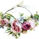 Vivivalue Floral Crown Women Flower Headband Floral Headpiece Halo Wedding Party Festival Photos (22)