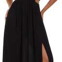 Forever 21 Women's Sleeveless Plunging V-Neck Maxi Dress with 2 Elastic Cutouts at the Side and Side Slit, Black, M (Black, M)