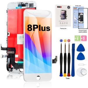 EFAITHFIX for iPhone 8 Plus LCD Screen Replacement White 5.5 Inch Frame Assembly LCD Display 3D Touch Screen Digitizer with Repair Tools Kit Tempered Glass Screen Protector for A1864, A1897, A1898