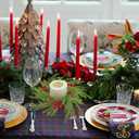 Christmas Candle Rings Wreath Artificial Norfolk Pine Garland with Red Berries Snowy Pinecone Candle Ring Holder Cabinets Garland Ornament for Xmas Winter Holiday Home Centerpieces Decoration (Green)