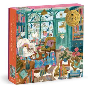 Galison Bookshop Afternoon – 500 Piece Foil Puzzle Fun and Challenging Activity with Bright and Bold Bookshop Themed Artwork for Adults and Families