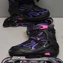 2PM SPORTS Vinal Girls Adjustable Flashing Inline Skates, All Wheels Light Up, Fun Illuminating Skates for Kids Men Adult Women and Boys (Large - Youth (4-7 US), Violet & Magenta)