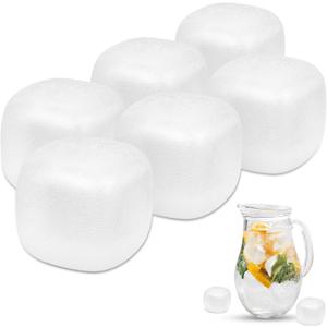 Extra Large Reusable Ice Cubes for Drinks(2 Sq.) - 6 Pack BPA-Free Plastic Ice Cube for Coolers- Chills Drinks Without Diluting Suitable for Large Containers, Water Pitchers