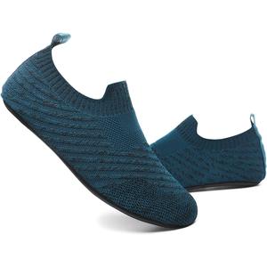 Adult Lightweight Slip-on Grip Indoor House Slippers Non-slip Barefoot House Home Shoes for Women Men (6-6.5 Women/4.5-5 Men, 2005bluecyan)