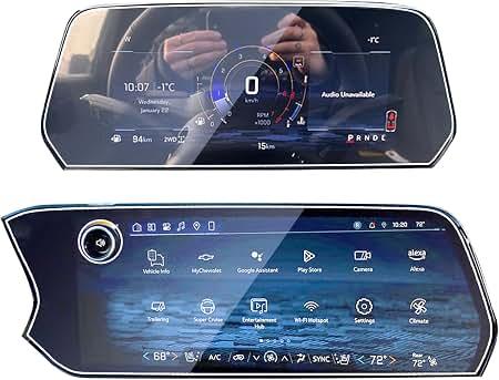 EUEKY 2pcs 2025 2026 Tahoe Suburban Tempered Glass Screen Protector Accessories 2025 2026 Tahoe Suburban Dash 11'' & 17.7" Nav. Screen Protector 2025 Tahoe z71 Suburban