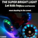 2Pcs 120mm Light Up Scooter Wheels - 2pcs Rear 80mm Light-Up Flashing 3-Wheeled kid Scooter Replacement Wheels with ABEC-9 Bearing for Kick Scooter (Black/120MM)
