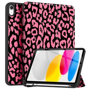 TopPerfekt Case for iPad 11th (A16) 11-inch 2025 / 10th Generation 10.9-inch 2022-TPU Shockproof Frame and Threefold Protective Leather Cover Pencil Holder,Auto Sleep/Wake,Double-sided-LeopardRosePink