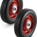 QWORK 2 Pack 6" x 1.5",1/2" Axle, Premium Rubber Wheel with Ball Bearing, Hand Truck Wheel, Capacity up to 132 lbs