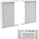Mxclimate Window Air Conditioner Side Panels with Frame,Window AC Accordion Filler Curtain Kit, Adjustable Insulation Panels for Window AC Seal Replacement Screen (8,000 BTU)