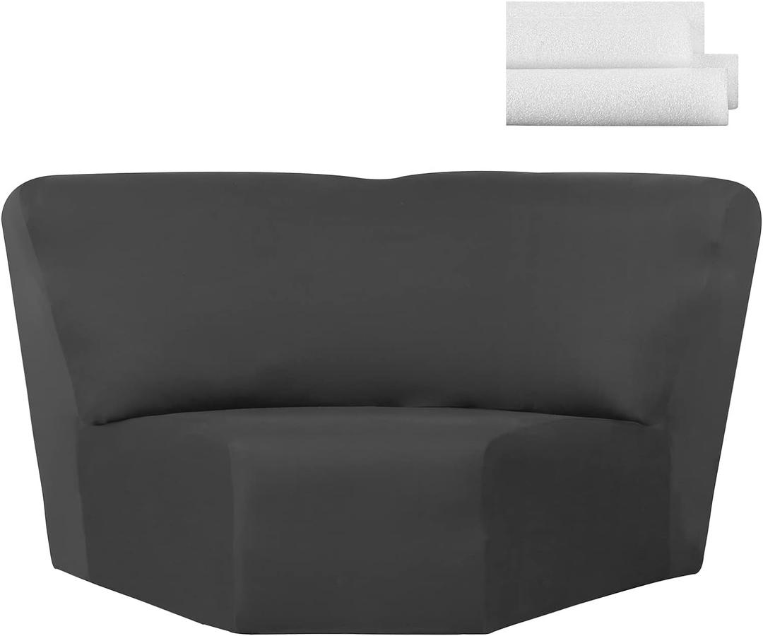 Weysat Corner Sofa Cover Stretch Corner Couch Cover Furniture Protector for Living Room Sectional Recliner Sofa Slipcover Reclining L Shape Couch Additional Seat(Dark Gray,Milk Silk)