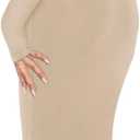 REORIA Womens Basic Sexy Square Neck Long Sleeve Soft Lounge Long Dress Fall Casual Ribbed Bodycon Maxi Dresses (Beige, M)