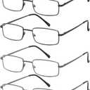 6-Pack Metal Reading Glasses for Men Women Spring Hinge Readers Clear Lens Non Yellow Coating (C1, 3 Black 3 Gunmetal)