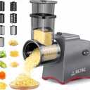 Cheese Grater Electric, Electric Cheese Grater for Block Cheese with 7 Different Shapes of Blades, 250W Electric Cheese Shredder, Electric Grater Machine for Cheeses, Fruits, Vegetables (Silver)