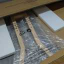 BOLUO Small Vanity Desk with Hollywood Mirror and Lights, Girls Vanity with Stool, Fluted Vanity Set, Compact Make Up Table with Drawers and Outlet Bedroom