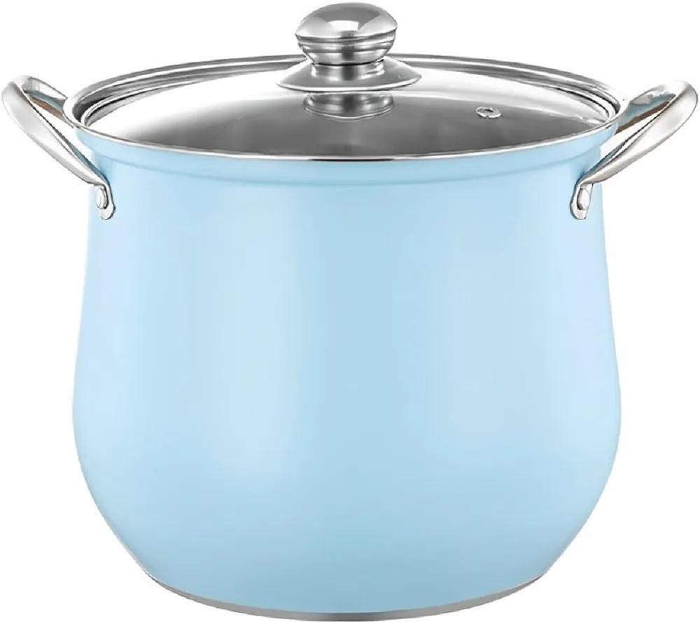 VOTTERCO Nonstick Stockpot With Lid 5 Quart, Professional Stainless Steel Blue Soup Pot with Riveted Handles, Polished Cooking Pot for Induction Ceramic Electric Gas Stoves, Dishwasher Safe (Blue)