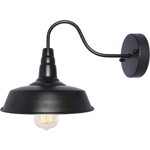 BRIGHTESS #80 Retro Black Wall Sconce Lighting Gooseneck Barn Flat Lights Industrial Vintage Farmhouse Wall Lamp Outside Led Light Fixtures E26 Bathroom Kitchen Bedroom Hardwired (Set of 1)