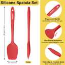 4 Pcs Silicone Spoon Spatula Set, 11.4 In, Food Grade Rubber Spatulas for Cooking, Baking, Mixing, 600F Heat Resistant, Nonstick and Flexible Kitchen Utensils, Seamless Spoonula (Red)
