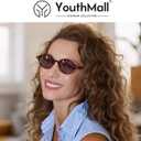 Retro Oval Sunglasses for Women Men Trendy Small Face Round Sunnies 90s Vintage Style UV400 Protection