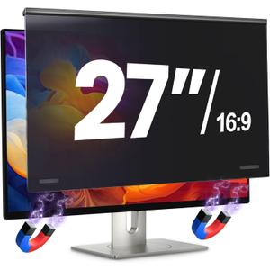 Magnetic 27 Inch Computer Privacy Screen Filter for 16:9 Aspect Ratio Widescreen Monitor, Eye Protection Anti Glare Blue Light Computer Privacy Shield Panel, Removable Anti-Scratch Protector